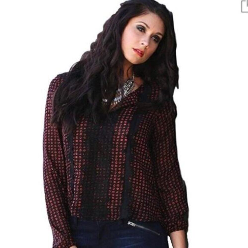 NEW Cruel Girl XS Sheer Lace Blouse Shirt‎ Lip Western Country Cowgirl Rodeo